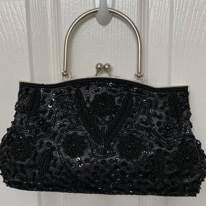 Black beaded clutch
